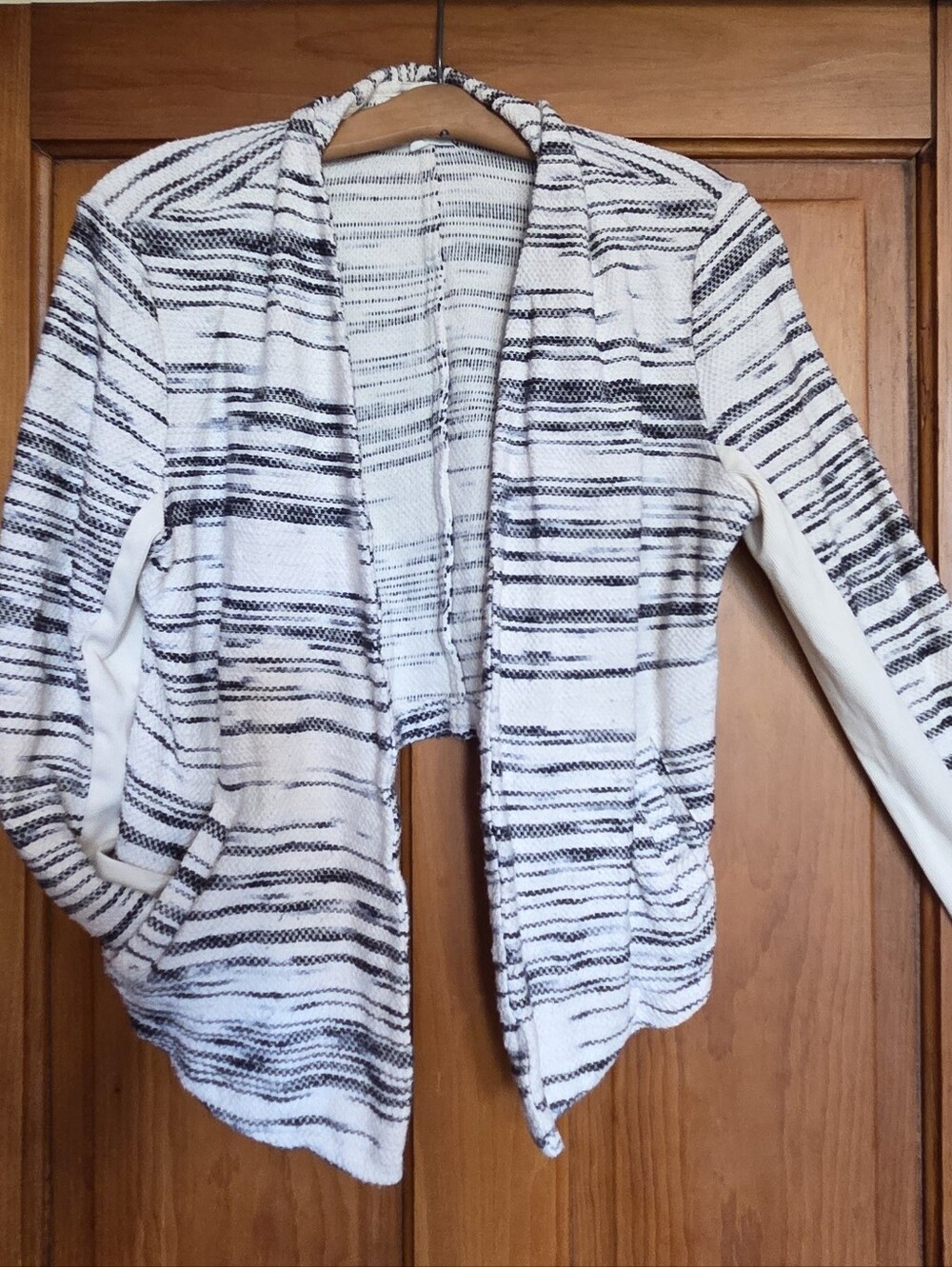 Lou & Grey: Gray and White Striped Open-Front Cardigan
